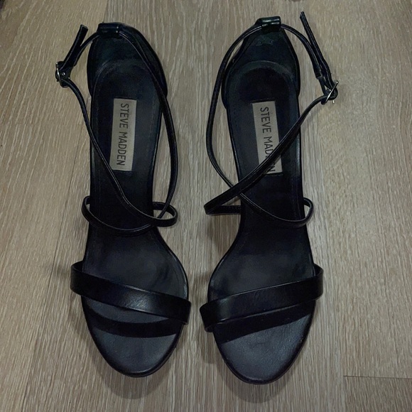Steve Madden Black Strappy Heels - Picture 2 of 5